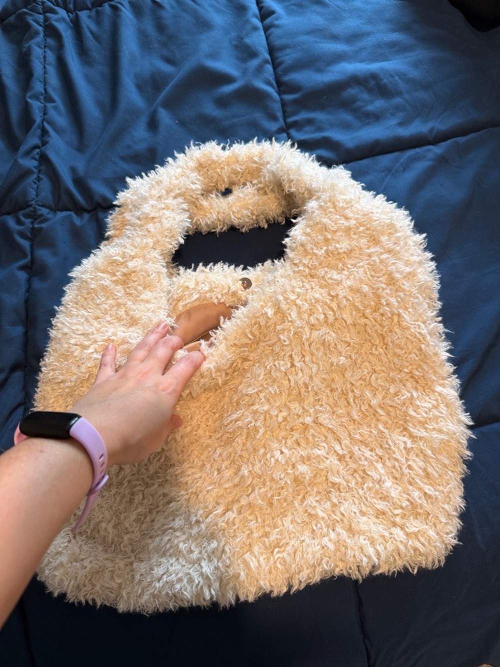 Urban Outfitters Cream Fuzzy Shoulder Bag